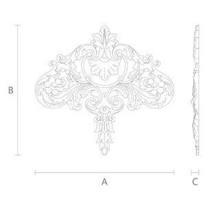 N-191 vertical decorative floral acanthus scrolls wood carving applique baroque style